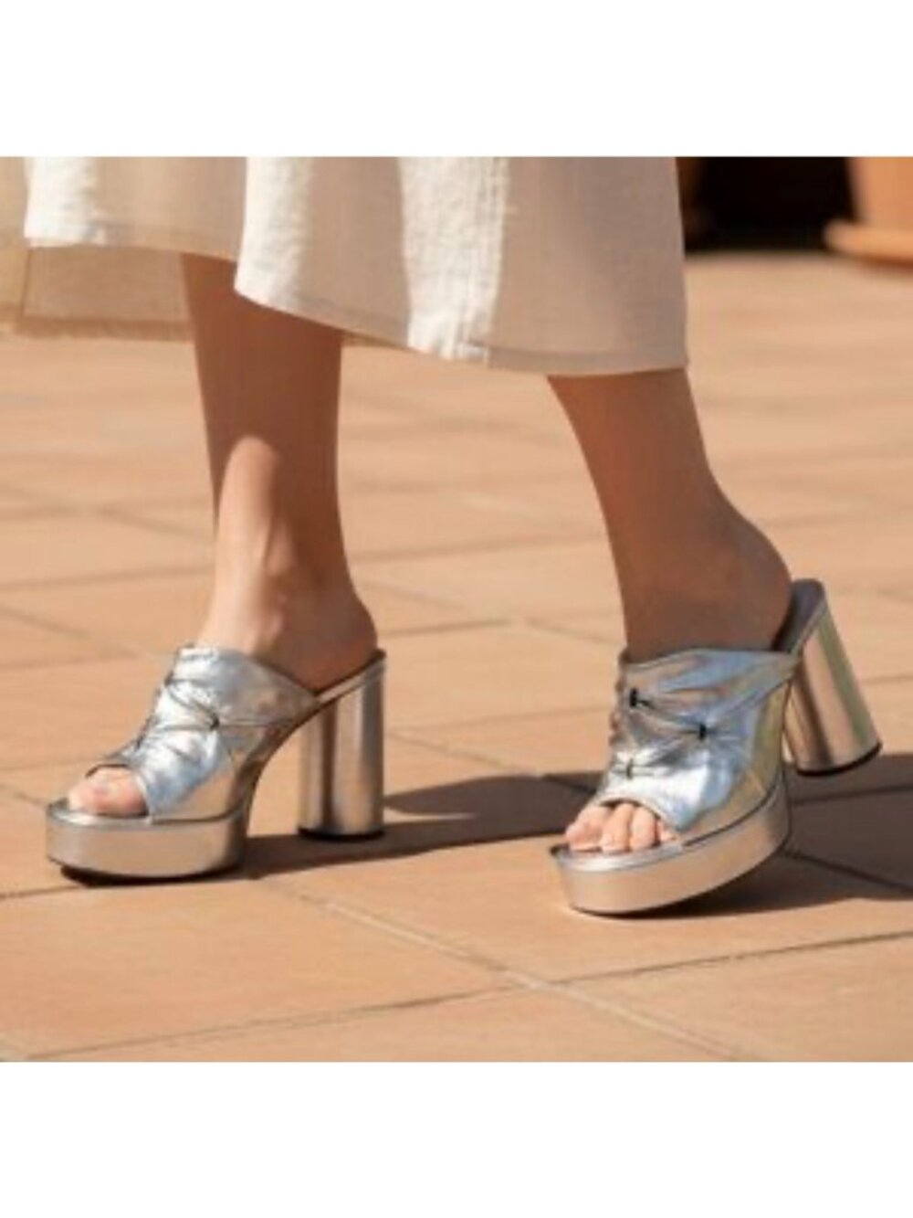 Napoleoni Italian brand silver platform mule size  40